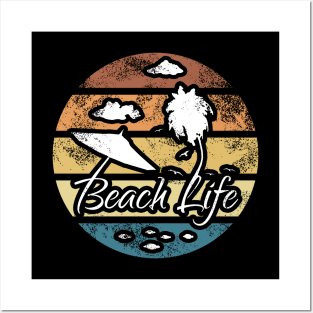 Beach Life Vintage Circle Posters and Art